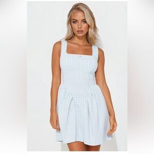 Fashion Nova Light Blue Gingham Mini Dress